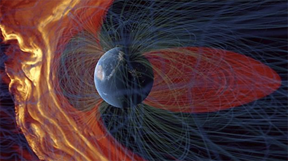 Magnetosphere and solar wind graphic