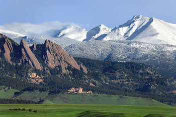 Boulder, flatirons and Mount Meeker